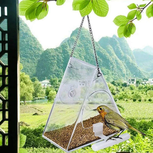 ClearNest | Clear Acrylic Hanging Bird Feeder for Outdoor Use