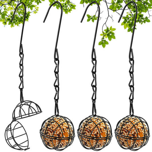 FeatherFeast | 4-piece Metal Bird Feeder Set for Garden & Balcony