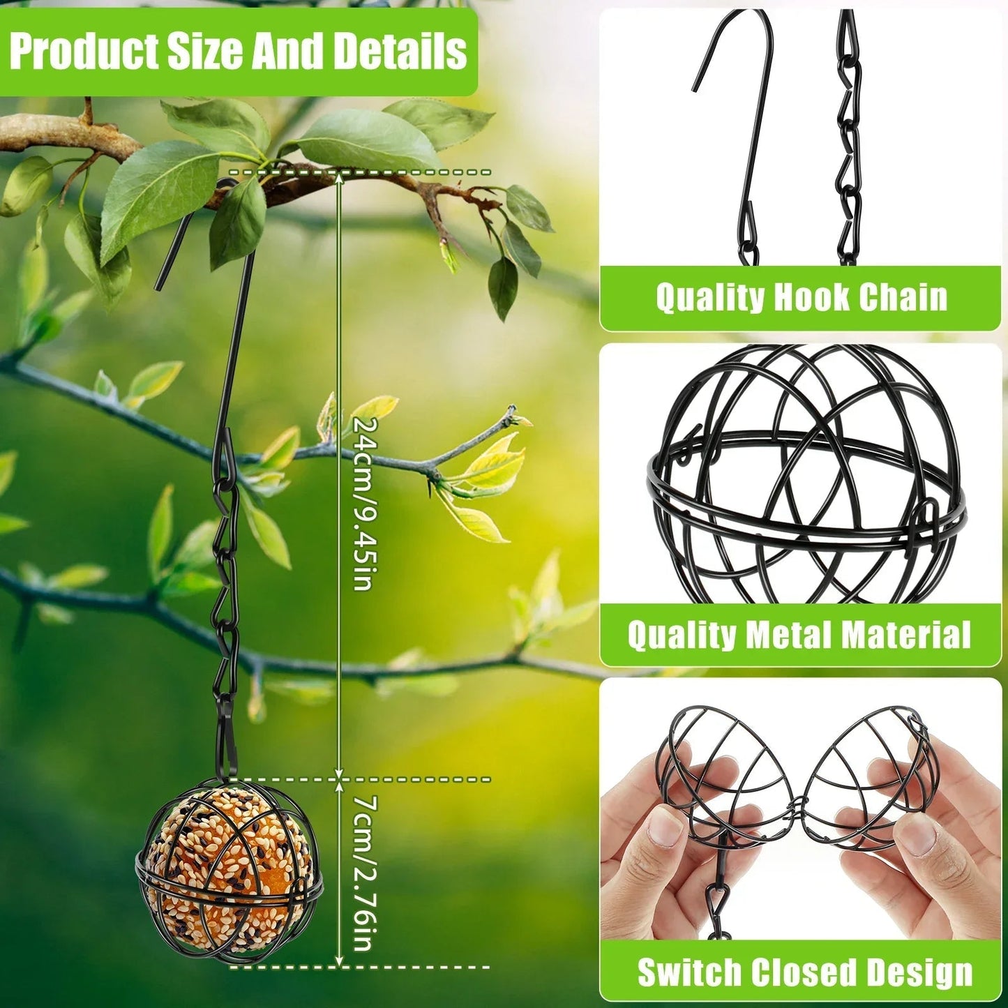 FeatherFeast | 4-piece Metal Bird Feeder Set for Garden & Balcony