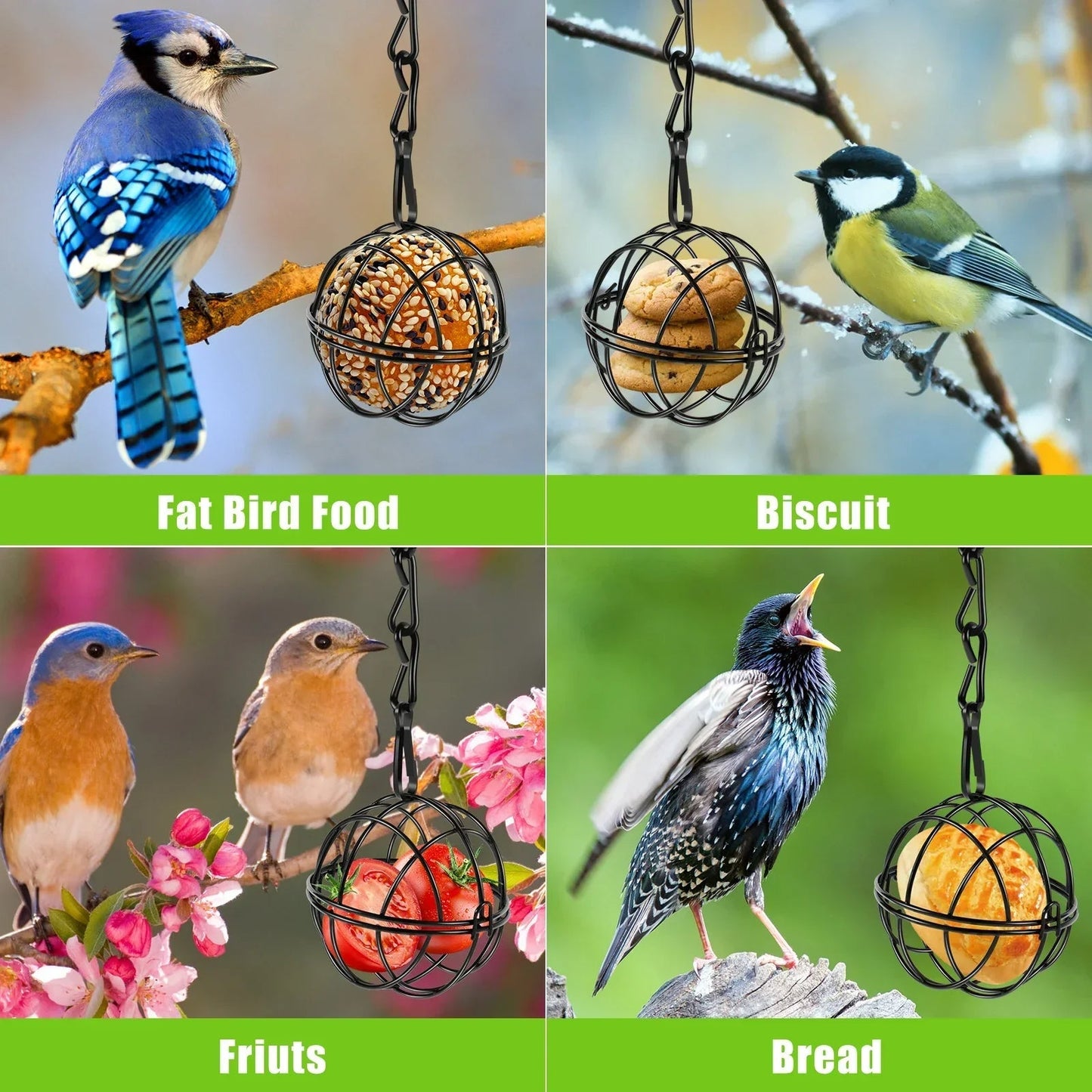 FeatherFeast | 4-piece Metal Bird Feeder Set for Garden & Balcony