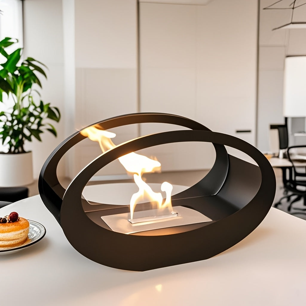 FireLoom | Vintage Tabletop Fireplace – Lacquered Finish & Real Flamese