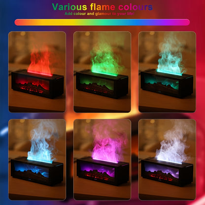 GlowHaven | USB Fireplace Humidifier – 7-Color Flame & Mist