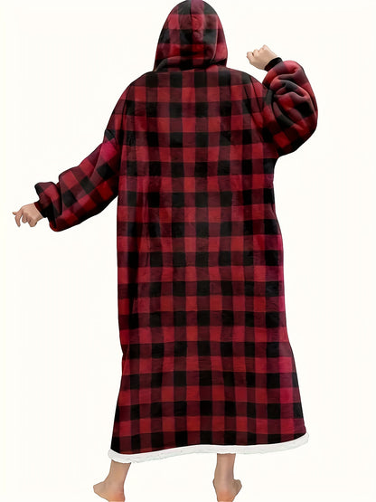 LoungeMate | Men’s Hooded Robe – Warm Flannel & Cosy Plaid