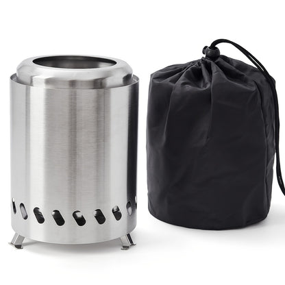 SteelGlow | Mini Fire Pit – Polished Stainless Steel Round Design