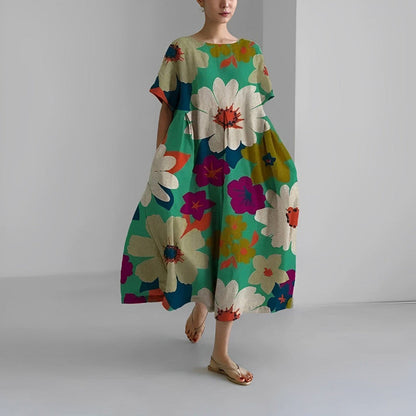 Boho Chic Women's Summer Maxi Dress - Floral Print & Loose Fit, Plus Size Available-6