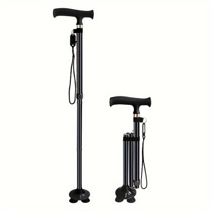 GlideGrip | 4-Leg Walking Stick – Foldable, Stable & Safe for Daily Use