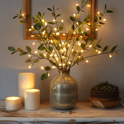 LeafAura | Warm Olive Branch LED Light