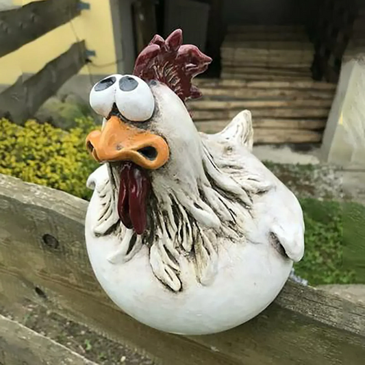 HenLaugh | Funny Chicken Fence Decoration – Resin Garden Statues