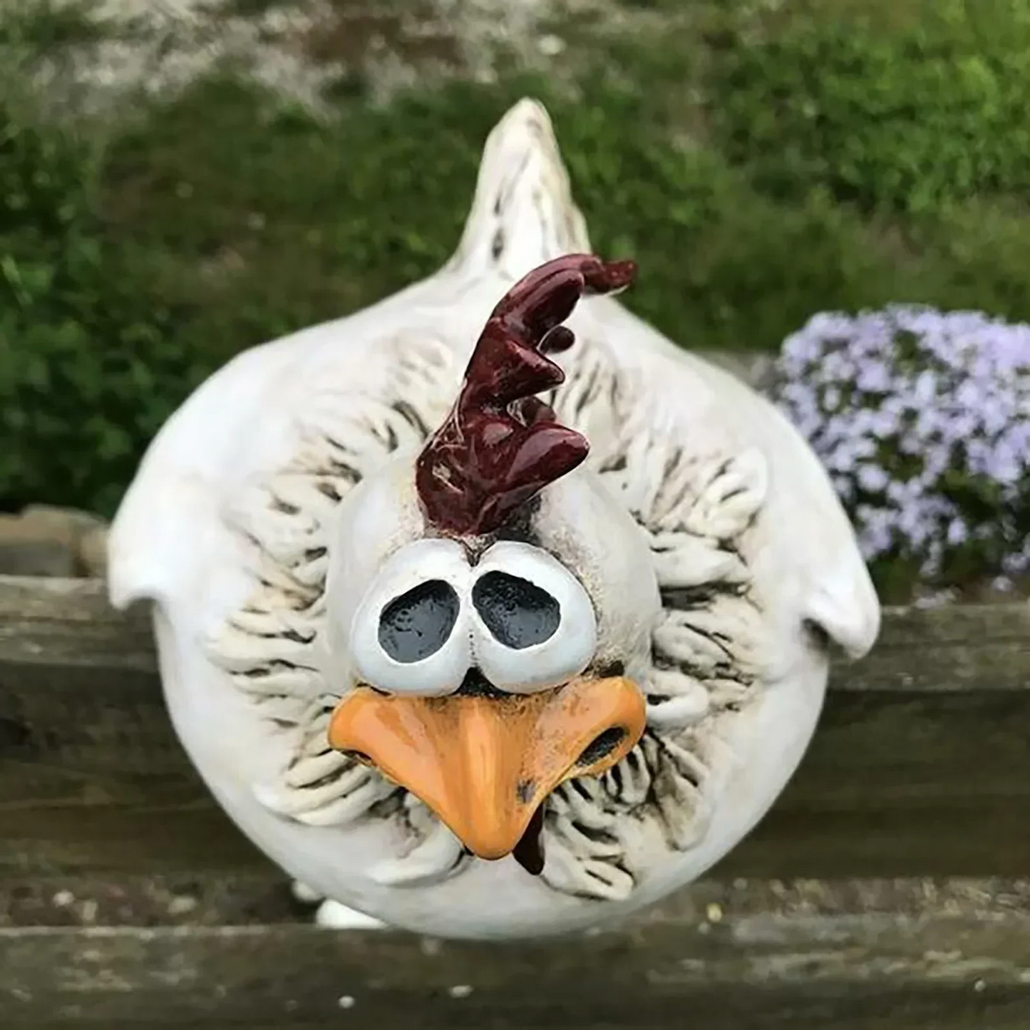 HenLaugh | Funny Chicken Fence Decoration – Resin Garden Statues