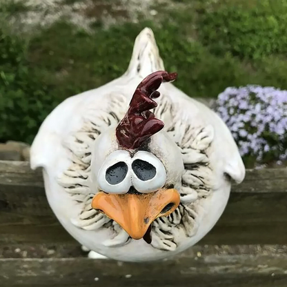 HenLaugh | Funny Chicken Fence Decoration – Resin Garden Statues