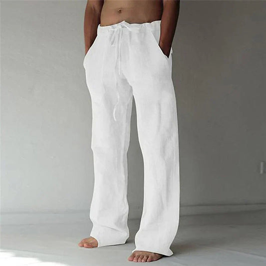 Elegance-Urban - Men's Linen Trousers with Drawstring Waist, Relaxed Fit-1