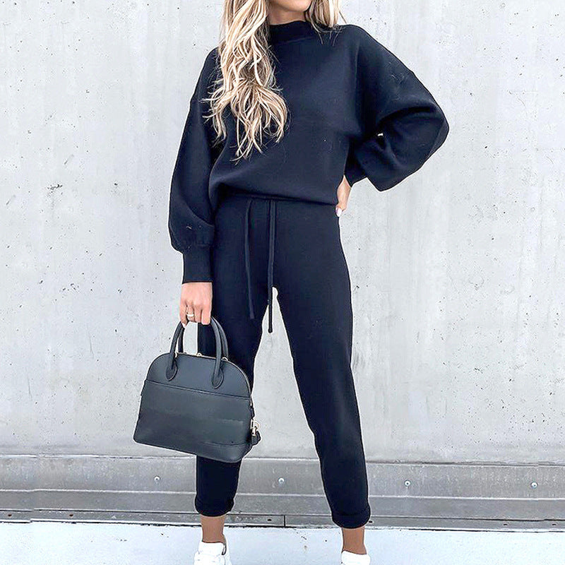 Variant image for Soft Knit Women's Loungewear Set - High-Neck Pullover & Drawstring Pants-15