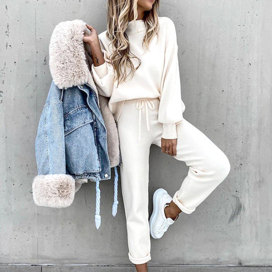 Variant image for Soft Knit Women's Loungewear Set - High-Neck Pullover & Drawstring Pants-6